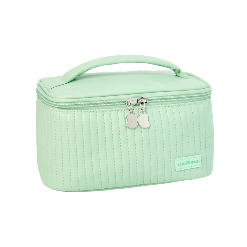 Sacos de maquiagem para mulheres viagem produtos de higiene pessoal bonito casos saco portátil cor sólida organizador de maquiagem caixa saco cosmético neceser couro do plutônio