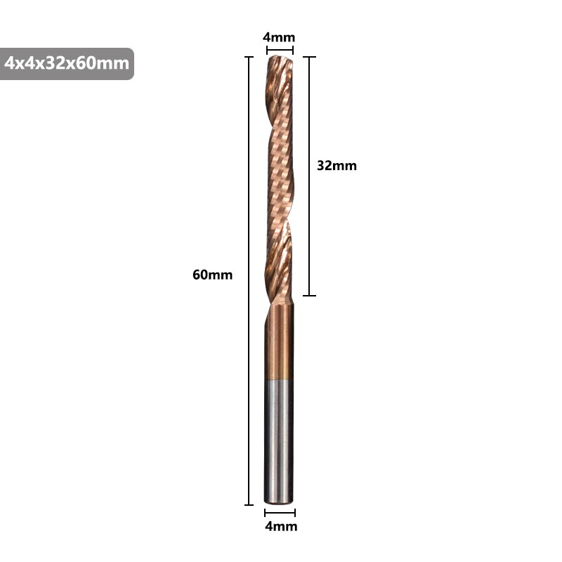 Xcan aluminium skærende endefræser 4 6 8mm skaft enkelt fløjte ticn coating cnc fræser hårdmetal fræser: 4 x 32