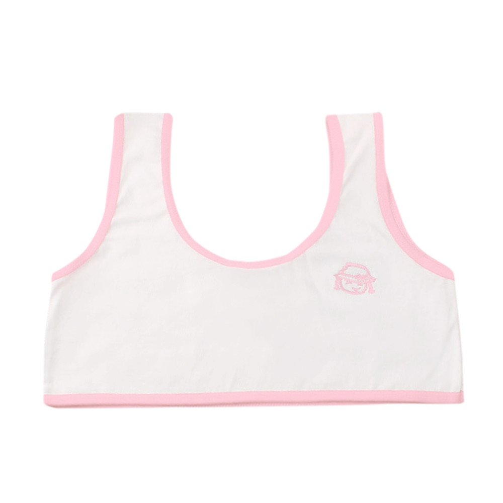 Lovely Baby Girls Tanks Printing Underwear Bra Vest Cotton Children Underclothes Sport Undies Camisoles 1220: Pink