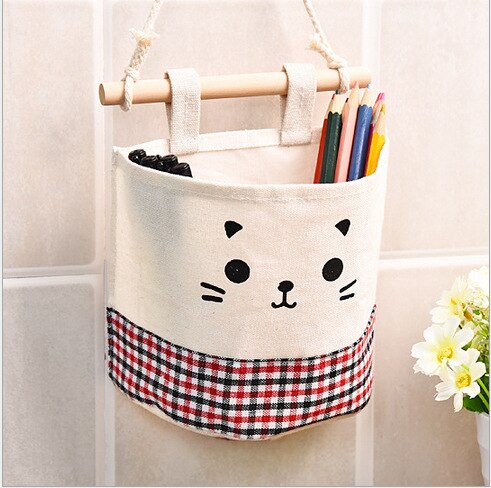 Cartoon Muur Deur Kast Opknoping Storage Bag Organizer Muur Opknoping Deur Tijdschrift Opslag Pocket Closet Organizer Opslag Plank: Roze