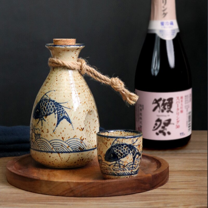 Sake japonés Baijiu, licor, copa de vino doméstica, olla fría de cerámica, copa de vino tradicional.