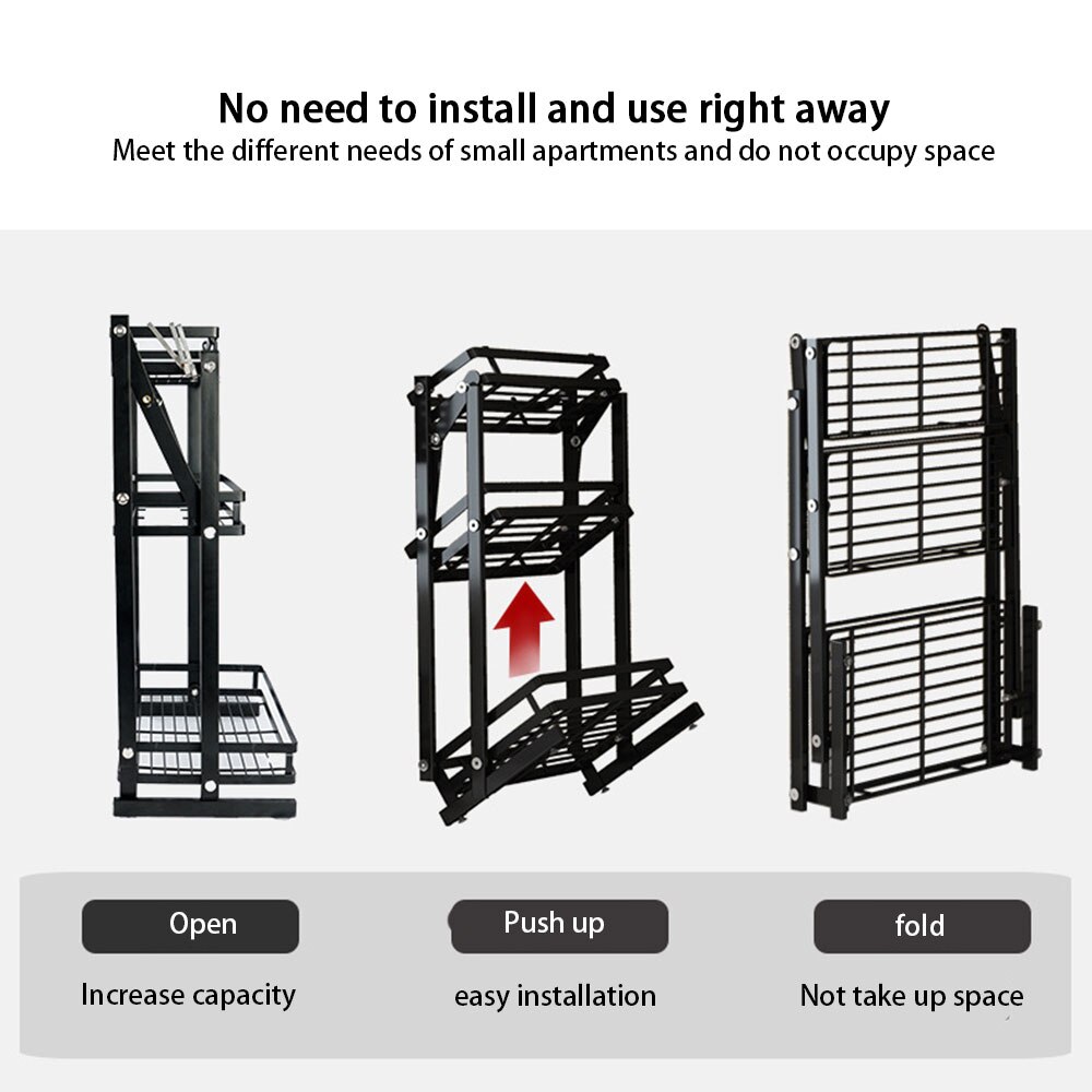 Spice Rack Folding Three-layer Multi-function Seasoning Rack Storage Rack Kitchen Countertop Standing Seasoning Organizer