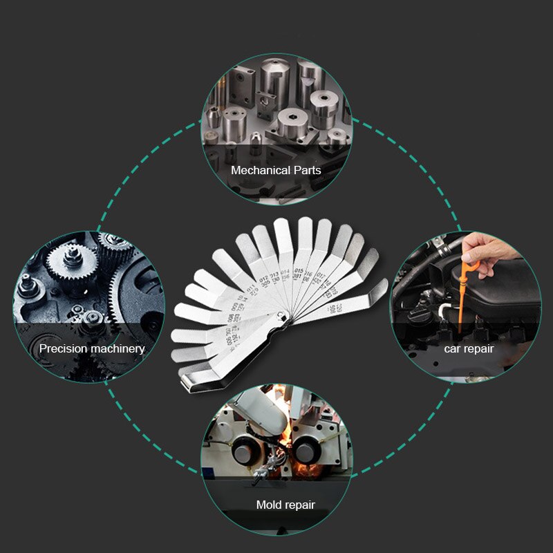 16Pcs Feeler Gauge Set Stainless Steel Foldable Feeler Gauges Measuring Tools Measuring Tools Accessories Feeler Gauge Set