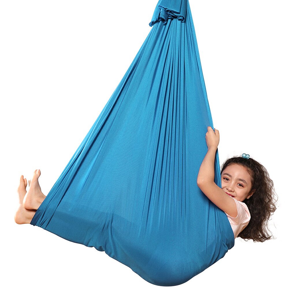 Kids Katoen Swing Hangmat Voor Autisme Adhd Voeg Therapie Cuddle Up 50Kg Zintuiglijke Kind Therapie Elastische Pakket Steady Seat swing: Lake Blue