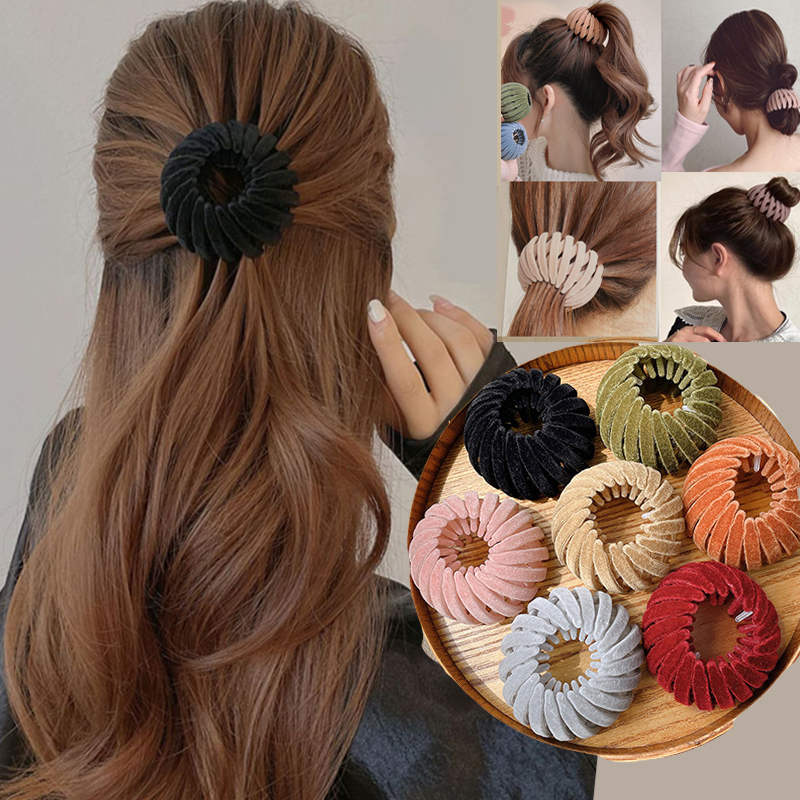 Haar Clip Vogelnest Vormige Magische Haar Houder Fluwelen Haar Ring Bal Hoofd Haar Apparaat Hoge Paardenstaart Haar Artefact Accessoires