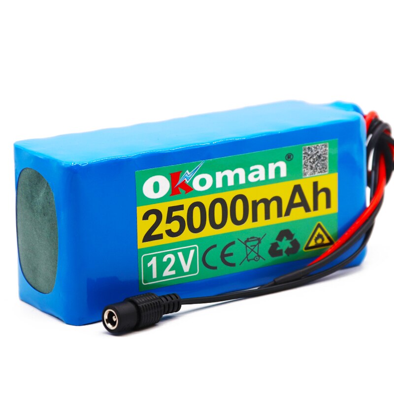 original 18650 12V Battery pack Large capacity 12v 25ah 18650 lithium battery protection board 12v 25000mAh capacity+Charger