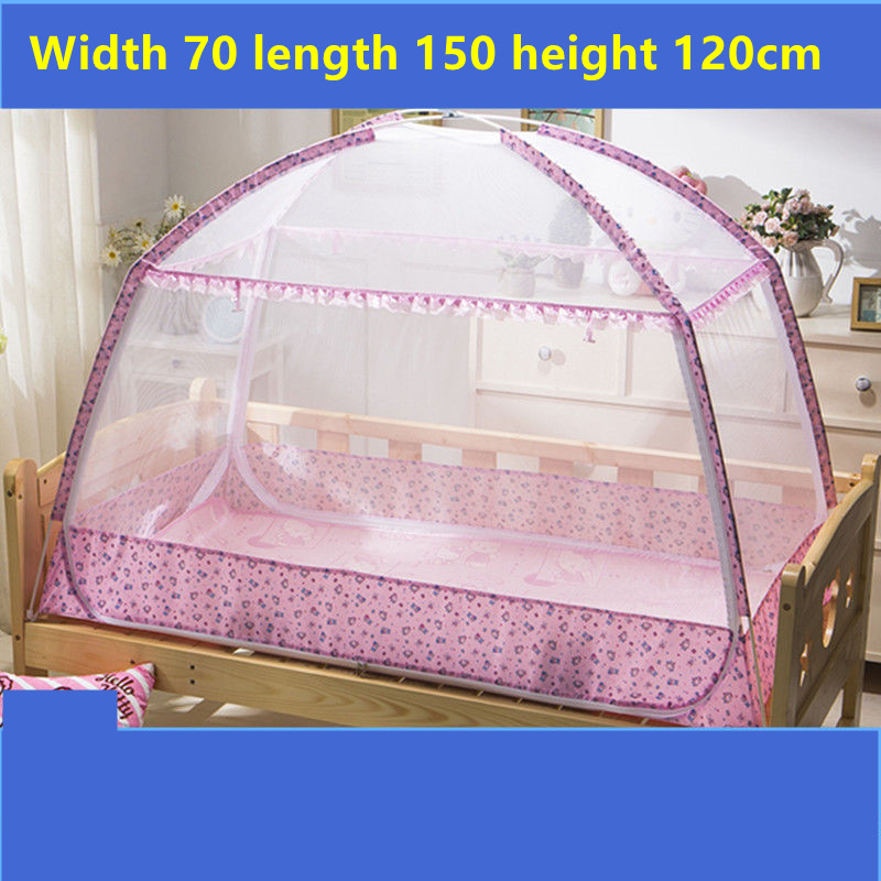 Baby Mosquito Net Portable Infant Crib Tent Folding Mongolian Yurt Mosquito Netting Children Cartoon Canopy Encrypted Mesh: pinkXXBB-70x150cm
