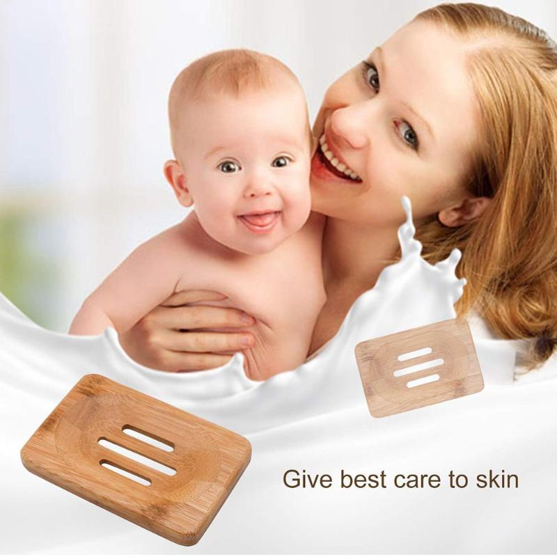 Natural Wooden Bamboo Soap Dish Wooden Soap Tray Holder Storage Soap Rack Plate Box Container for Bath Shower Plate Bathroom