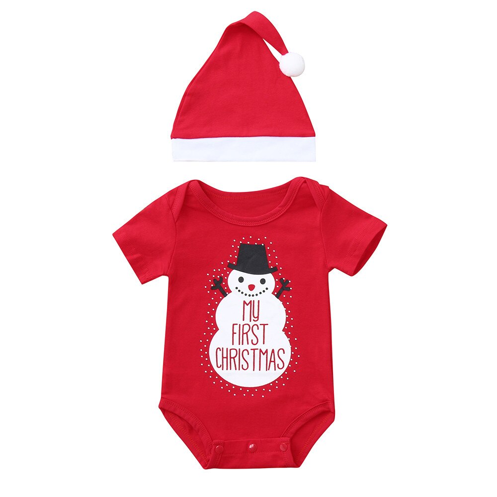 Newborn Baby Christmas Infant Girl Boys Rompers Jumpsuit Clothing Outfits Santa Snowman Xmas Infant Clothing Costume A1: Red / 12M