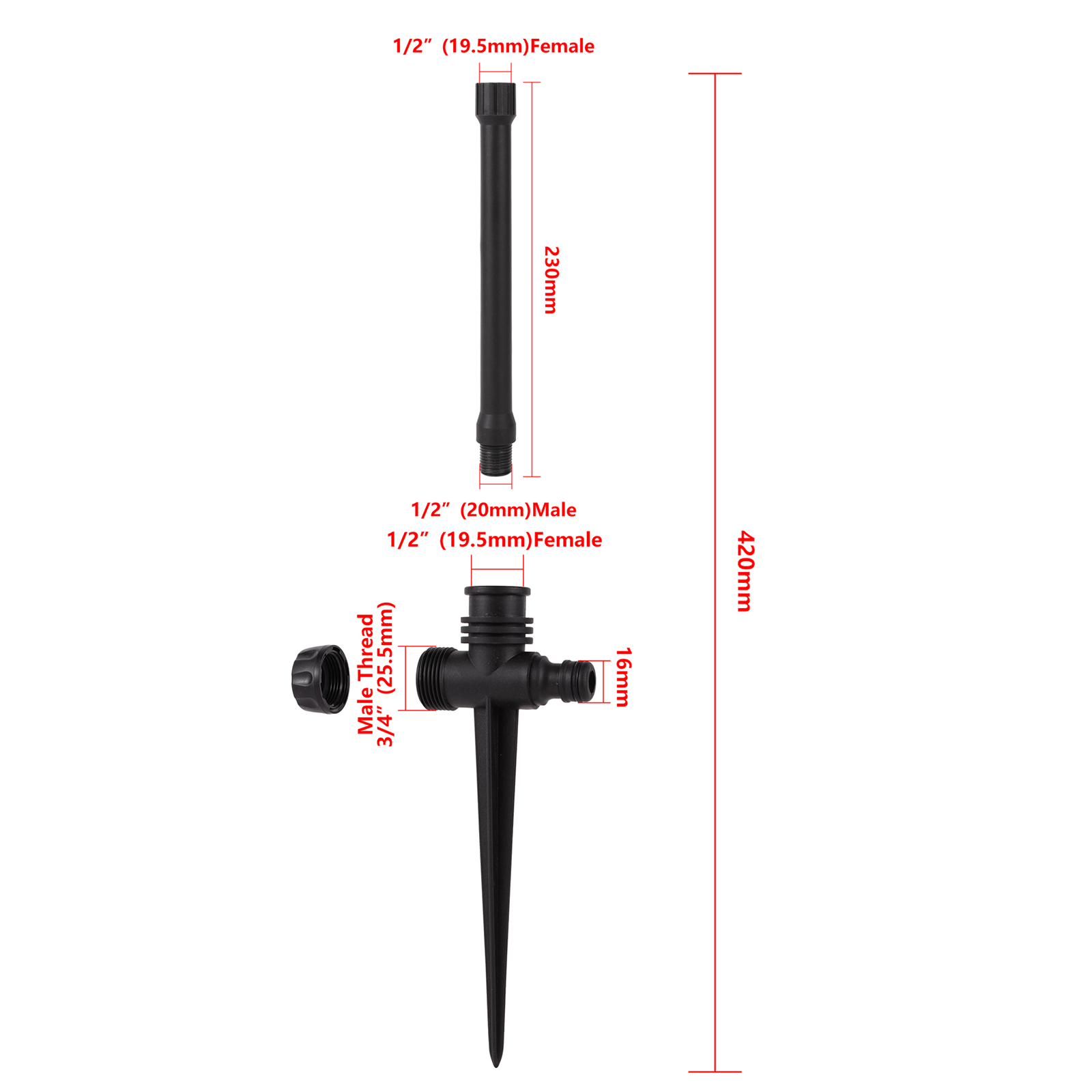 Arroseur d'arrosage de jardin à filetage mâle 1/2" 360 ° Buse d'irrigation rotative pour champ de fleurs de pelouse, arroseur rotatif oscillant: Bleu marine