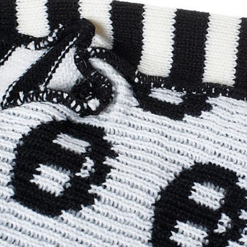 Skull Pet Sweater Halloween Sweater for Chihuahua Teddy Striped Cozy Dog Sweaters for Small Dogs Autumn Winter Warm Pet Clothing