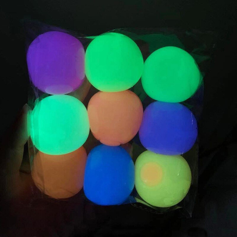 6Cm Vangst Gooien Glow In The Dark Speelgoed Voor Kinderen Mini Lichtgevende Stok Jongleren Jump Muur Balspelen Sticky squash Zuig Doel