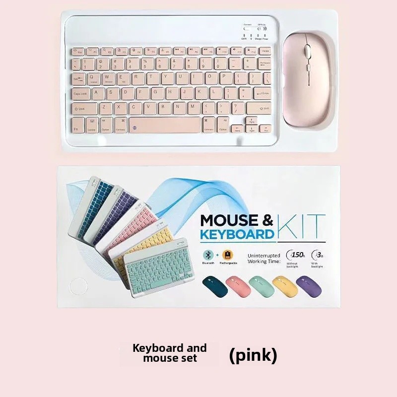 Bluetooth Keyboard Mouse Set for iPad Mobile Phone Tablet 10 Inch Small Language Bluetooth Keyboard Suitable for Office And Comp: HEMP