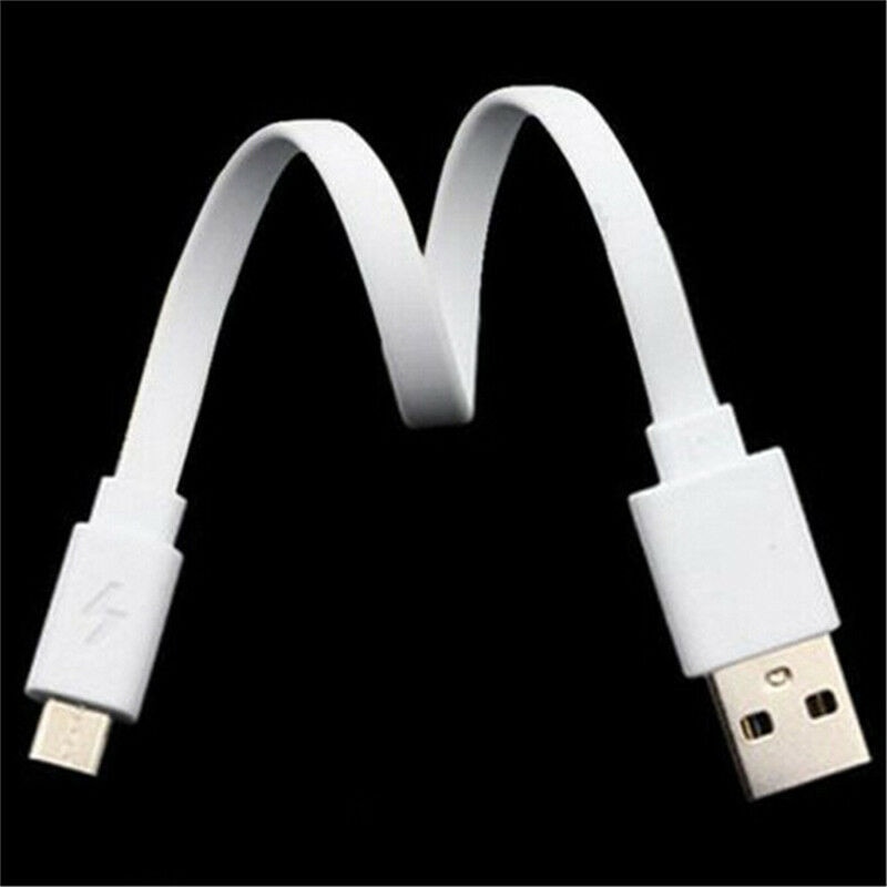 2 Stuks 20Cm Korte Micro Usb Charger Cable Cords Draagbare Power Bank Platte Kabel Voor Android Telefoon alleen Lading