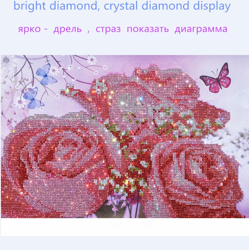 Diy diamant maleri blomst diamant kryds søm krystal rund diamant sæt ufærdige fuld diamant broderi 45 x 35