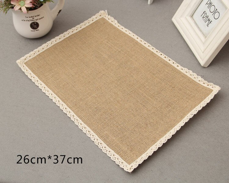 1 st (4 maten) Jute Placemats Pastorale Placemats Keuken Eetkamer Placemats Land Natuurlijke Jute bruiloft tafel Decoratie: 26cmX37cm