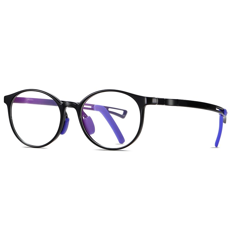 Enfants lunettes pour la vue 5-12 ans avec sangle Anti lumière bleue myopie Prescription lunettes ordinateur enfants lunettes TR90 rétro: Black