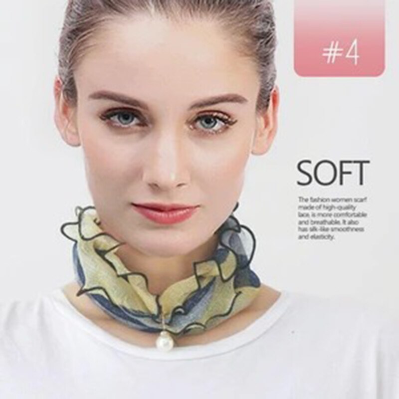 Bufandas de encaje de perlas variedad de bufandas, bufandas para el cuello para mujer, pañuelos para el pelo con impreso, pañuelo para la cabeza, bufandas para el cabello para niña