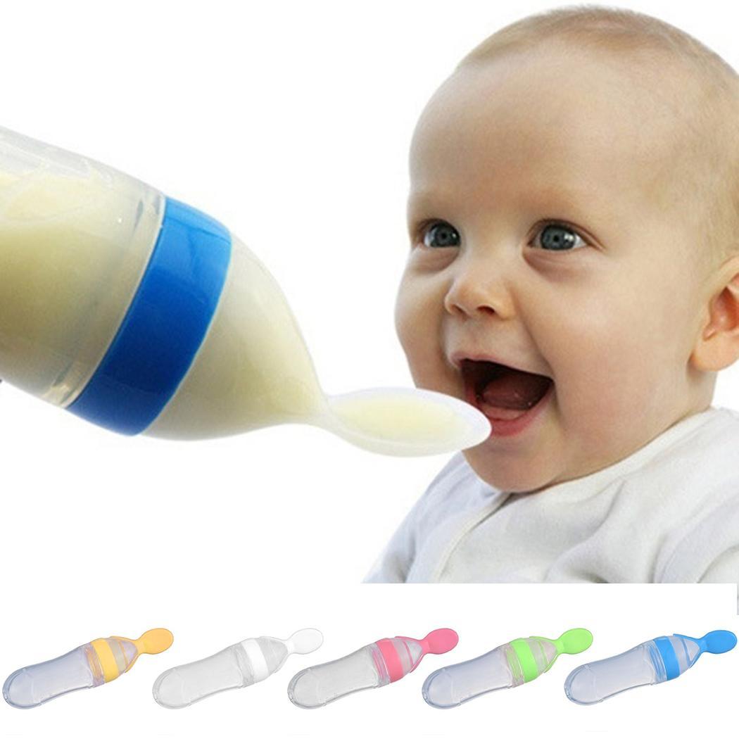 Voedsel Voeden 90 ml Babygraangewas 81g Trage Geometrische Feeder Fles Rijst Silicone Squeeze Lepel Flow Met