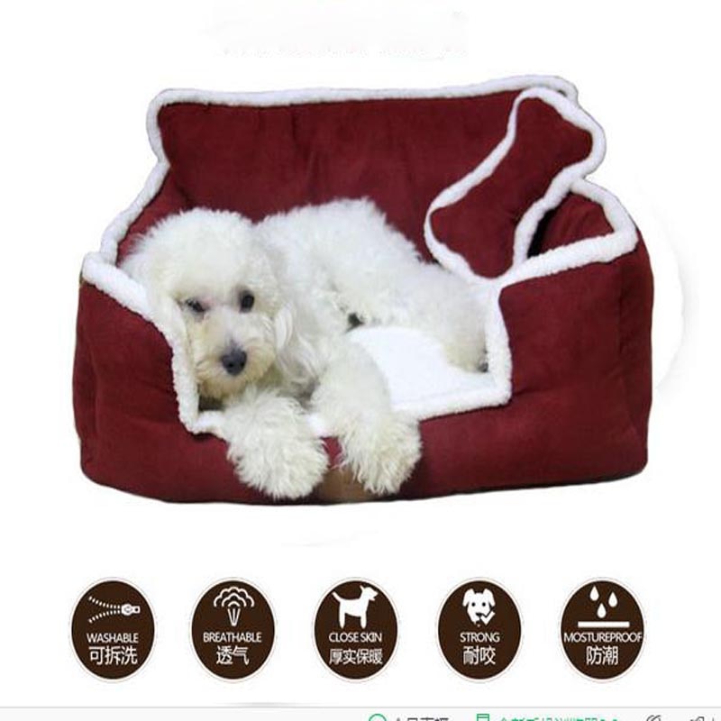 Niche de luxe amovible et lavable pour chien, niche douce et chaude pour chat, lit pour chiot, confortable, grand canapé pour animaux de compagnie, tapis et coussin