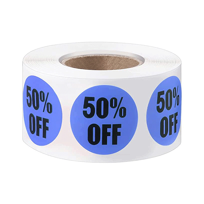 500 stuks/rol product korting label sticker 2,5 cm/1 inch ronde stickers voor kleding/hoed kleine zakelijke benodigdheden 10%/20%/50% korting: Blauw