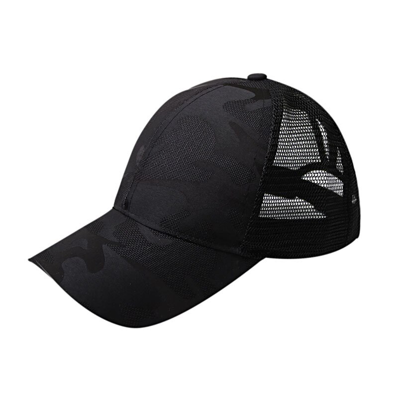 Boné de beisebol, chapéu de baseball com traseira, para mulheres, chapéu de hip hop, chapéu de malha para o verão: Black