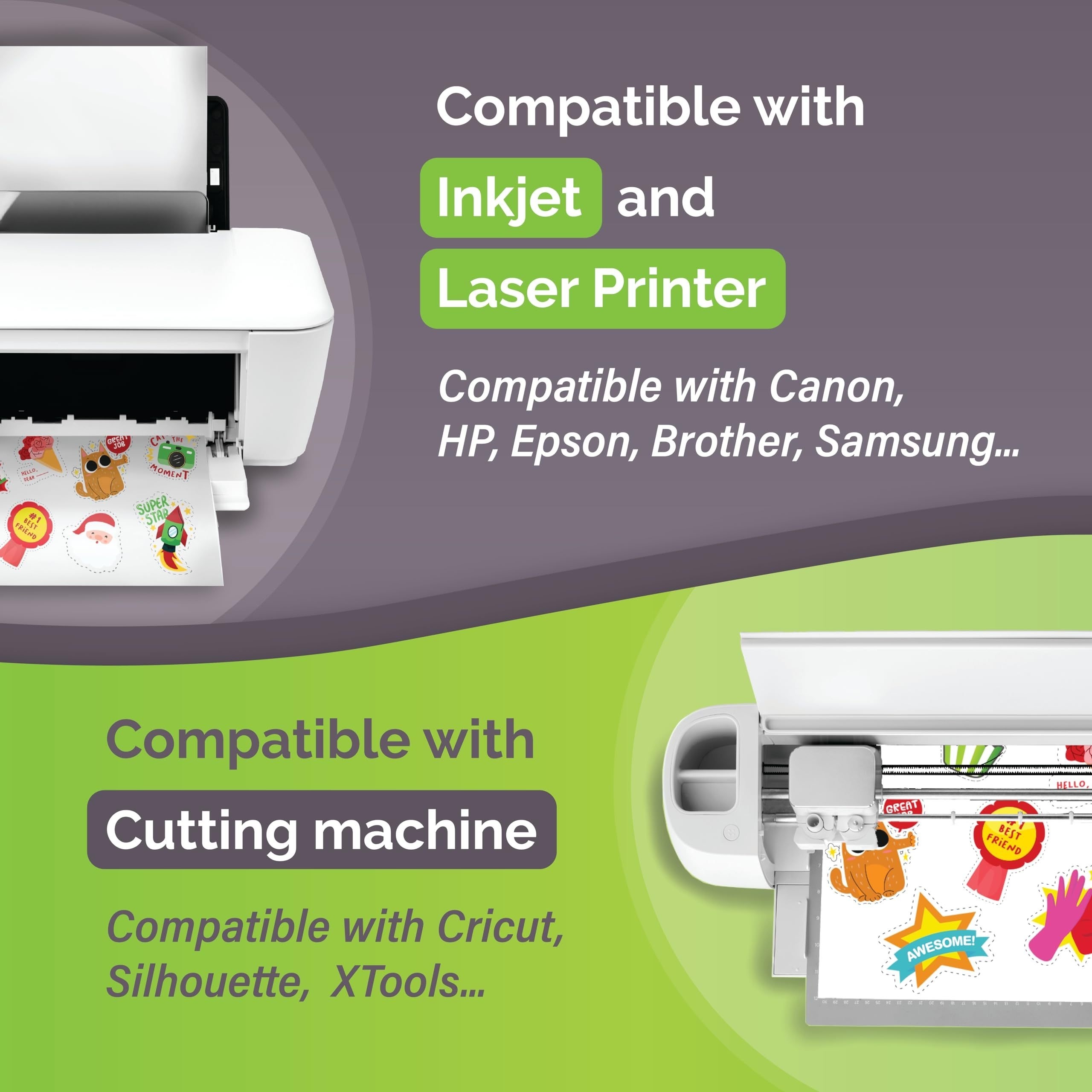 ESHANG A4 10 Sheets Premium Printable Vinyl Sticker Paper for Inkjet Printer Matte White Waterproof,Quickly Dry 8.3×11.7 Inches