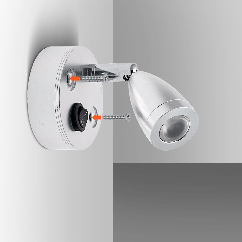2x 12v läsvarmt ljus led spot vägglampa led läsljus 3w strömbrytare för husbil husvagn båt 3000k