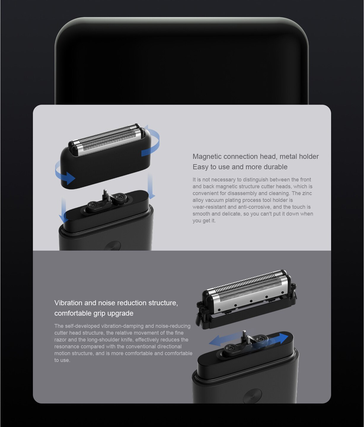 Xiaomi mijia barbeador elétrico recarregável, 2 lâminas, usb, mini, molhado, aparador de barba e barba, novo, 2019