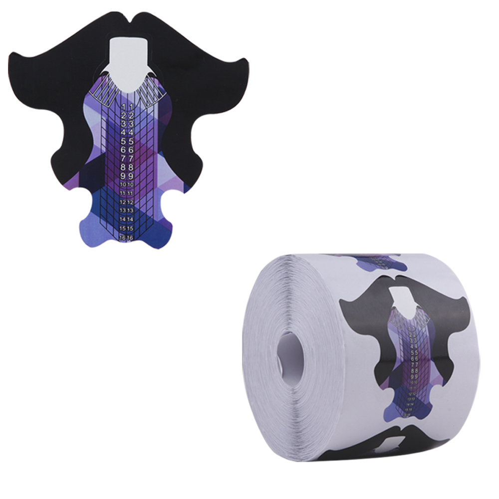 500 Uds puntas de extensión de uñas molde acrílico formas inferiores papeles de Gel de construcción plantilla de manicura herramienta francesa de fibra: Chocolate