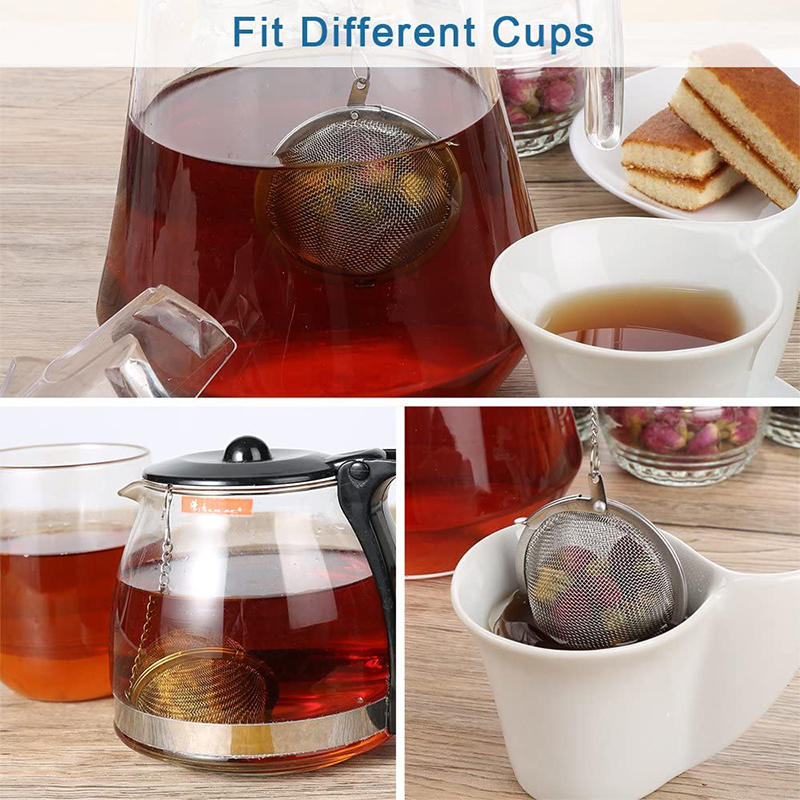 2pc Tea Infuser Extra Fine Mesh Tea Strainers For Loose Tea Stainless Steel Tea Strainer With Extended Chain Hook Spice Kitchen