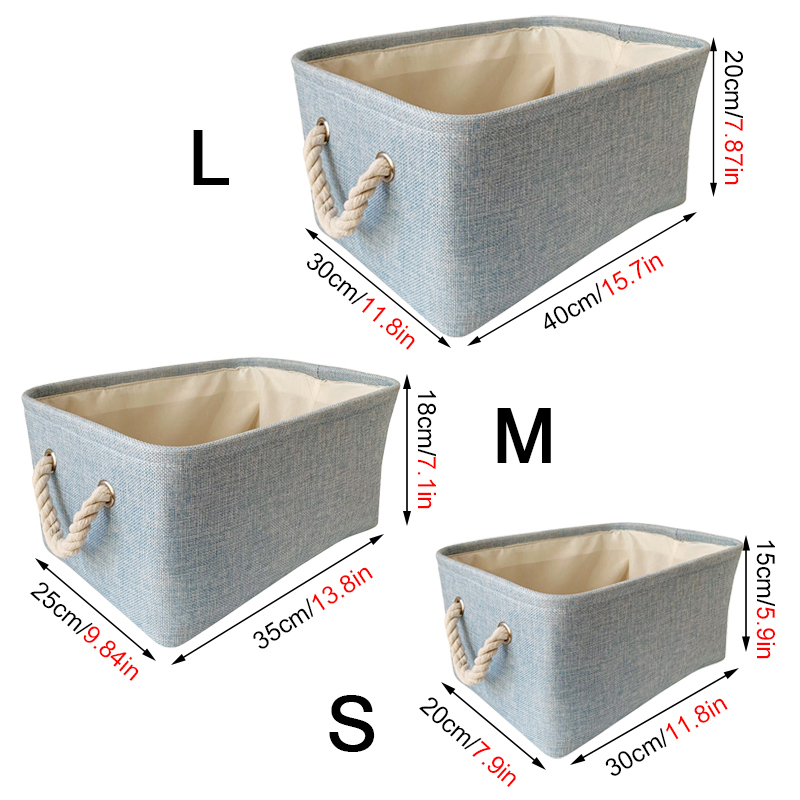 Cesta de almacenamiento de ropa, suministros para el hogar, cesta de clasificación de artículos diversos, caja organizadora de lino plegable, organizador de escritorio