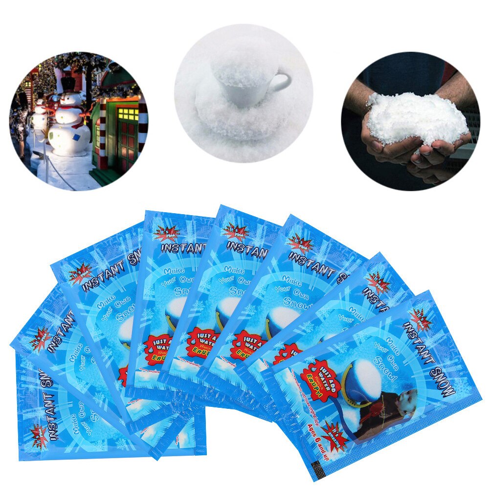 1 ud. Nieve Artificial nieve instantánea en polvo copo de nieve esponjoso súper absorbente congelado magia Prop Navidad muñeco de nieve Decoración