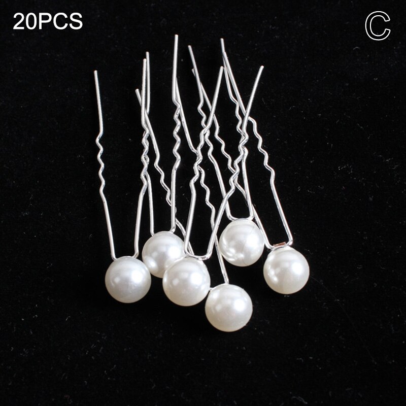20Pcs Pearl Hair Pins - U Shape Bridal Hair Sticks - Women's Hair Jewelry Accessories: L