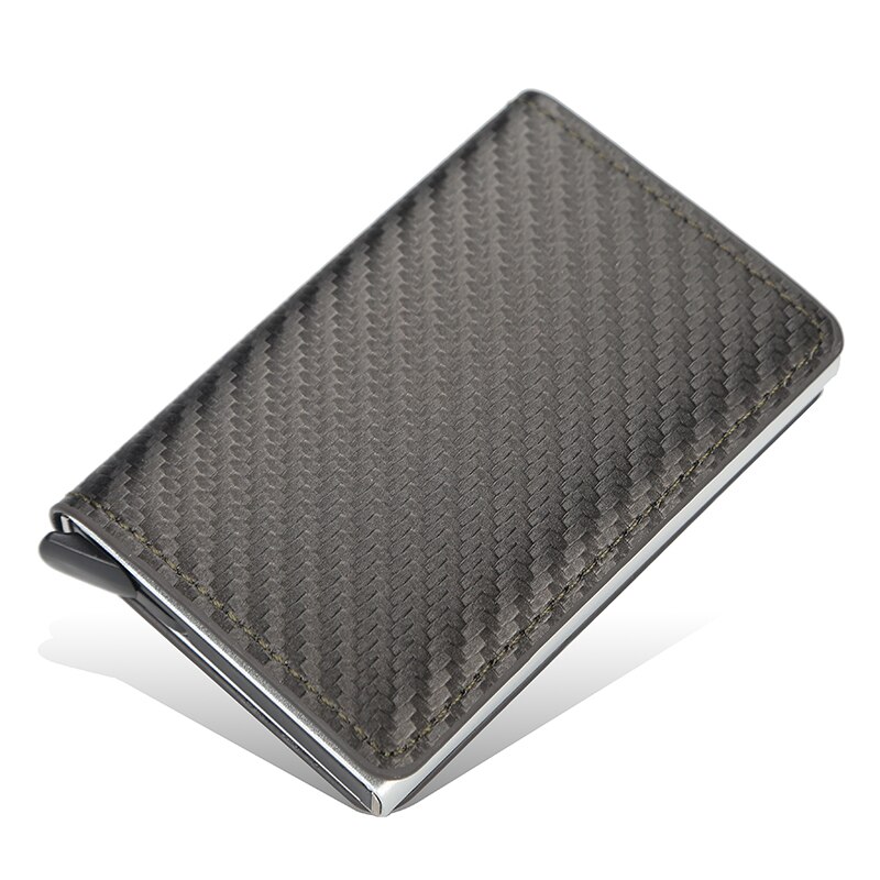 Carbon Fiber Rfid Blocking Mannen Creditcardhouder Lederen Bank Card Wallet Case Kaarthouder Bescherming Portemonnee Voor vrouwen: dark brown