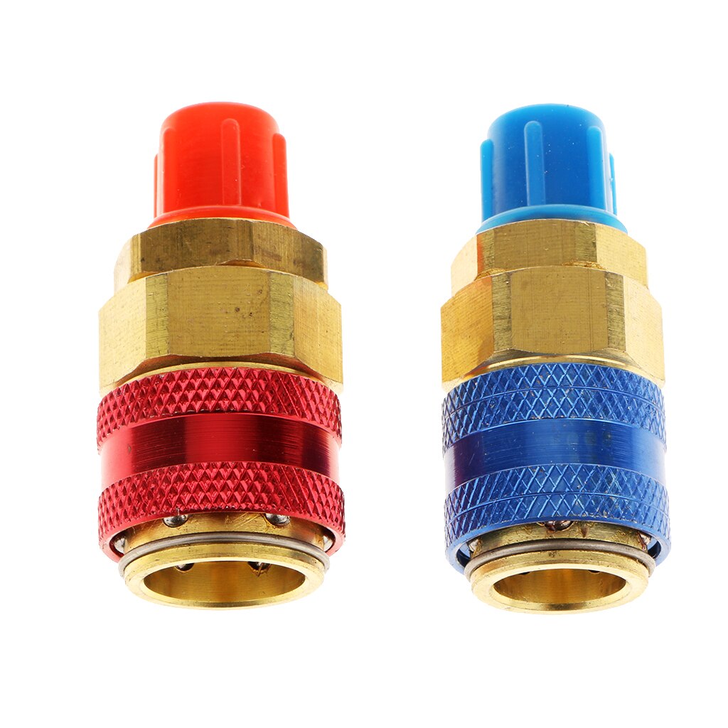 2Pcs R134A Adapter Fittings Hoge Lage Snelkoppeling Connector Ac Auto Airconditioner Manometer Slang Connector 1/4 Inch
