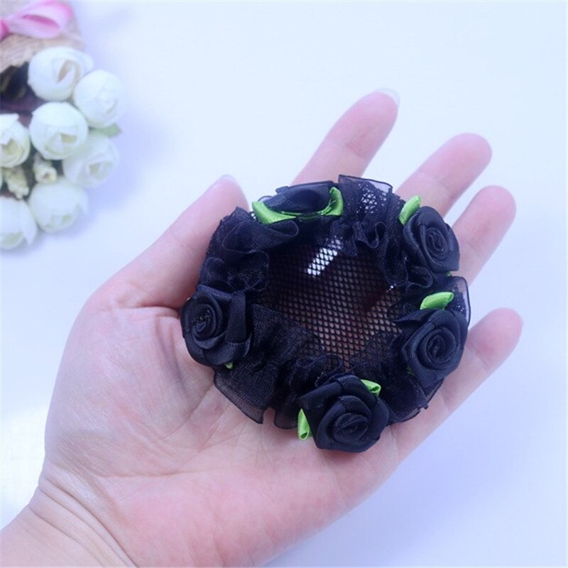 Cute Flower Girls Bun Hair Nets Mesh Cap Adjustable Kids 5 Colors Ballet Dance Grade Examination Elastic Hair-net Maker Headband