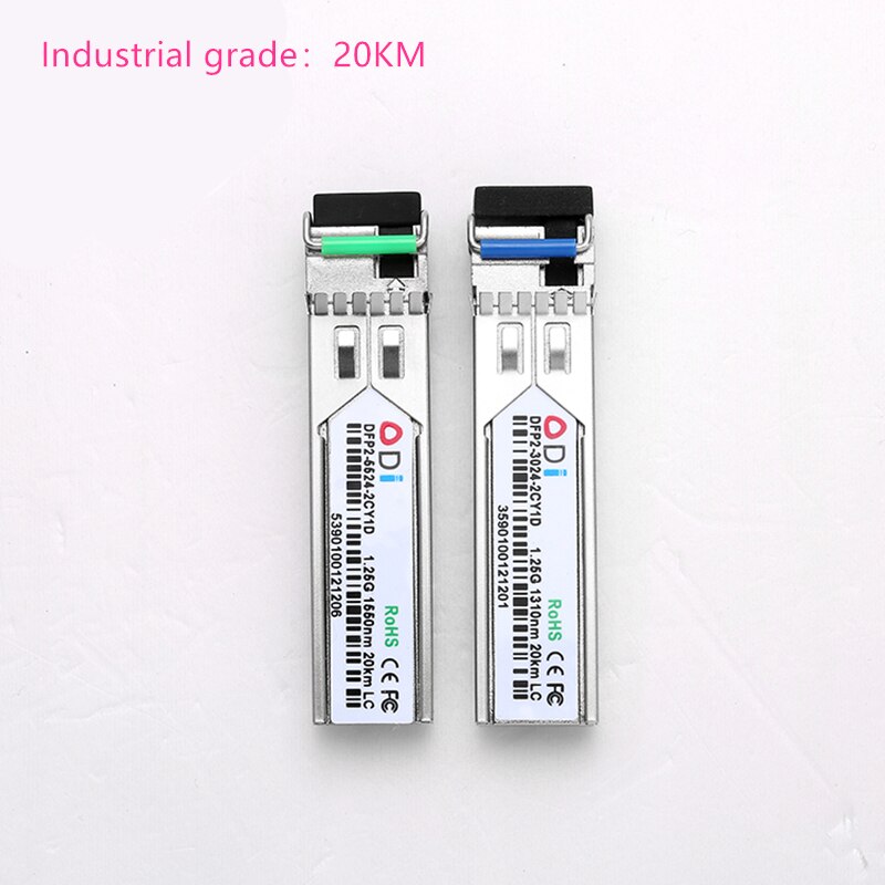 LC SFP Fiber optic module Industrial grade -40~+80 Celsius 1.25G10/20/40/60/100KM 1310/1490/1550nm compatible optical module: Industrial grade20KM