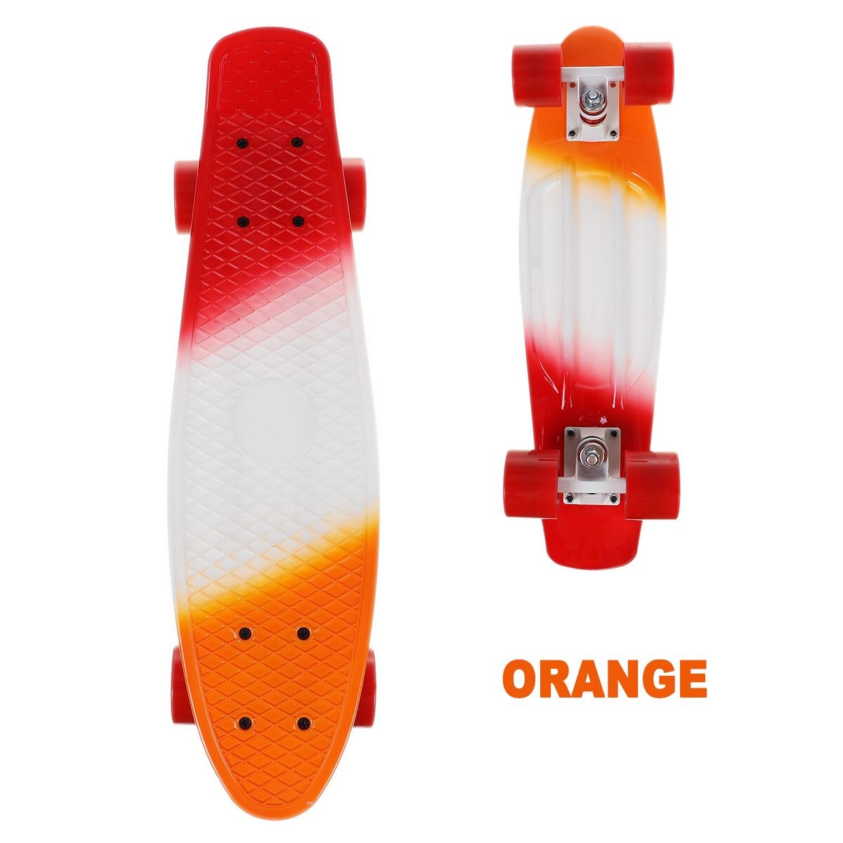 22Inch 4 Kleuren Plastic Mini Cruiser Skate Board Vis Board Kinderen Scooter Longboard Skateboards Retro Longboard Board Wiel: Orange