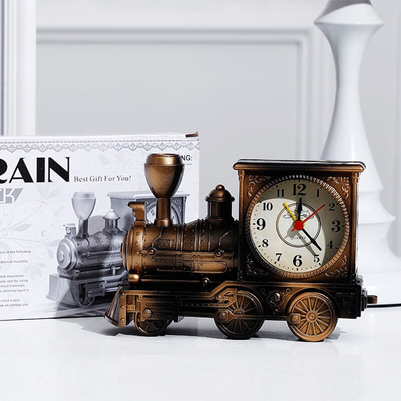 Retro Lokomotive Zug Wecker Stilvolle Persönlichkeit Motor Modell Student Tabelle Decor Uhr Kreative Kinder Student