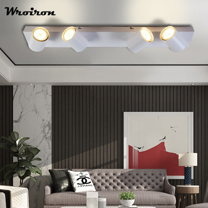 Multi-Head Roterende Black Spotlight Lampen GU10 Metalen Wandlamp Slaapkamer Woonkamer Lamp Veranda Leeslampjes Decoratie