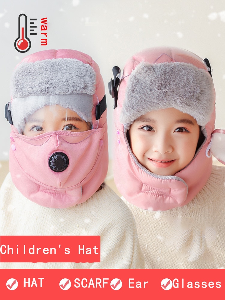 nouvelle casquette chaude hiver garçon bonnets chapeaux pour fille capuche étanche chapeau avec des lunettes Cool cagoule