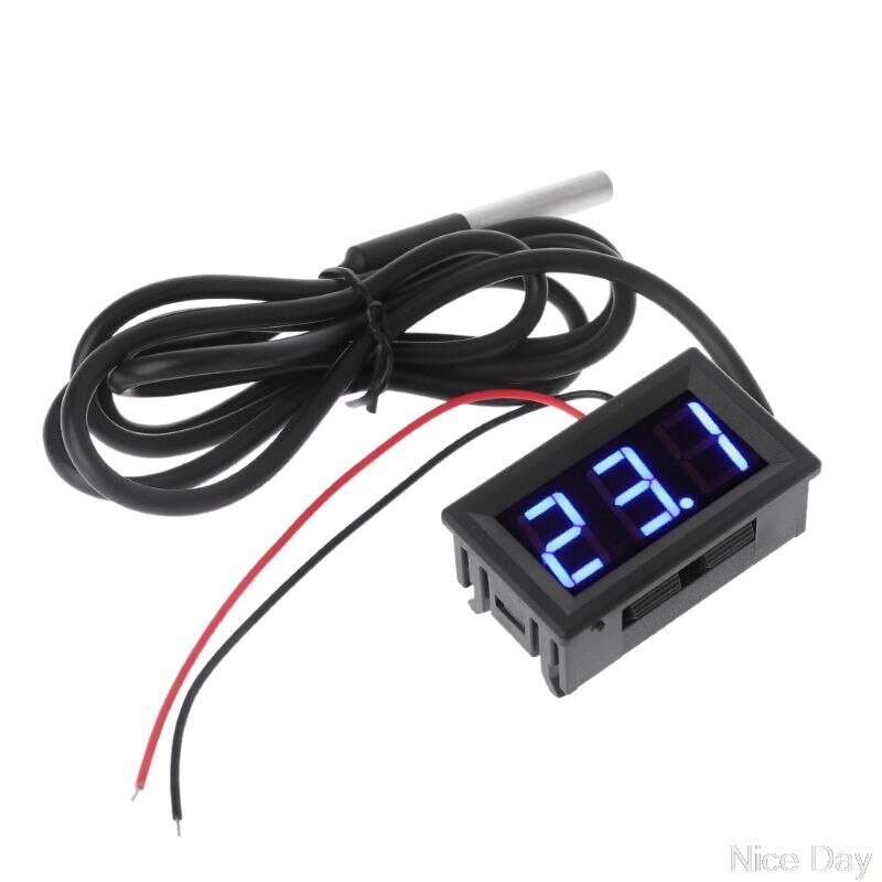 0.56&quot; DS18B20 Digital Thermometer Waterproof Temperature Sensor Probe DC 12V 24V M22 20: BL