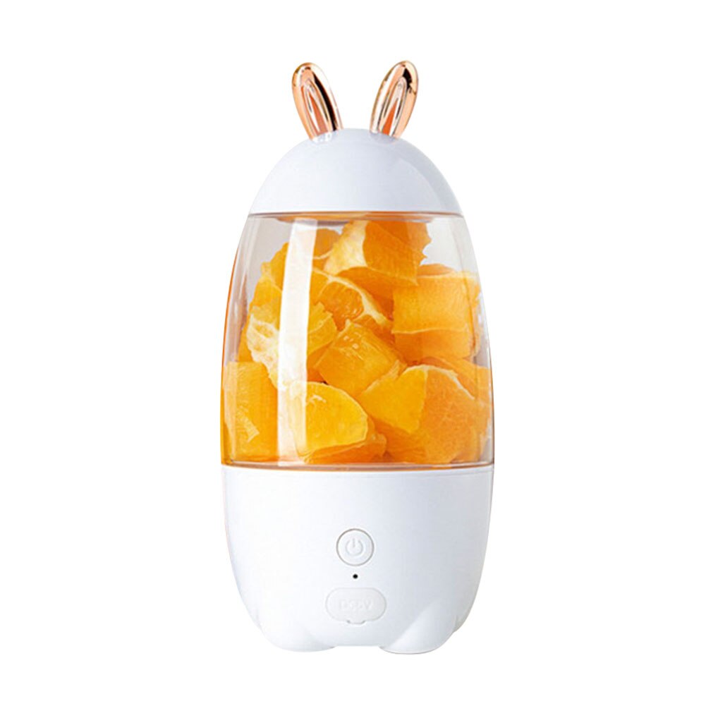 Lovely Rabbit Household Portable USB Rechargeable Juicer Cup Fruit Blender Mixer Portable mini size Fruit Juicer: white