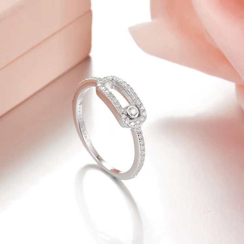 925 sterling silver inlaid crystal diamond activity bead temperament couple Fine famous brand jewelry messika ring