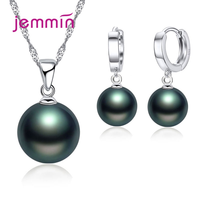 925 Sterling Silver Trendy Crystal Pendant Necklace Earrings Jewelry Set For Women Girls Wedding Engagement Jewelry: silver