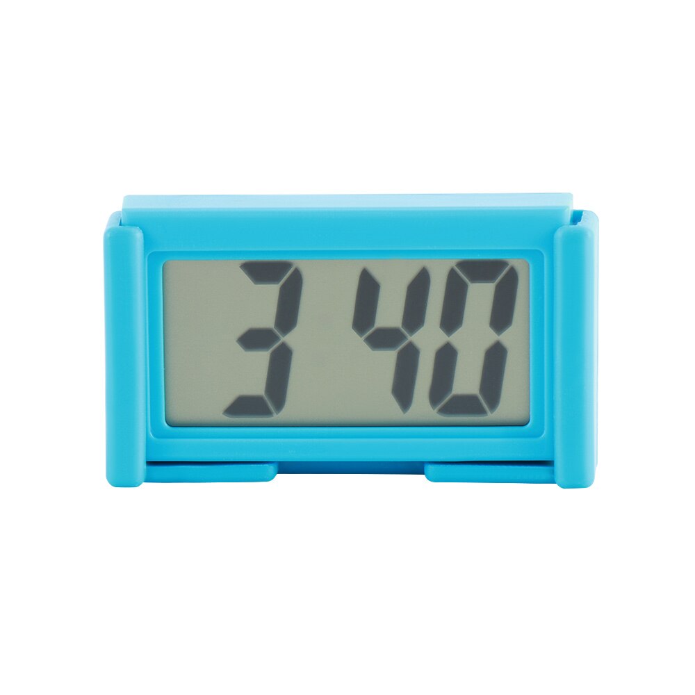 Draagbare Auto Dashboard Bureau Digitale Klok Lcd-scherm Zelfklevende Beugel Auto Klok Plastic Mini Tijd Klok Met Batterij: blue