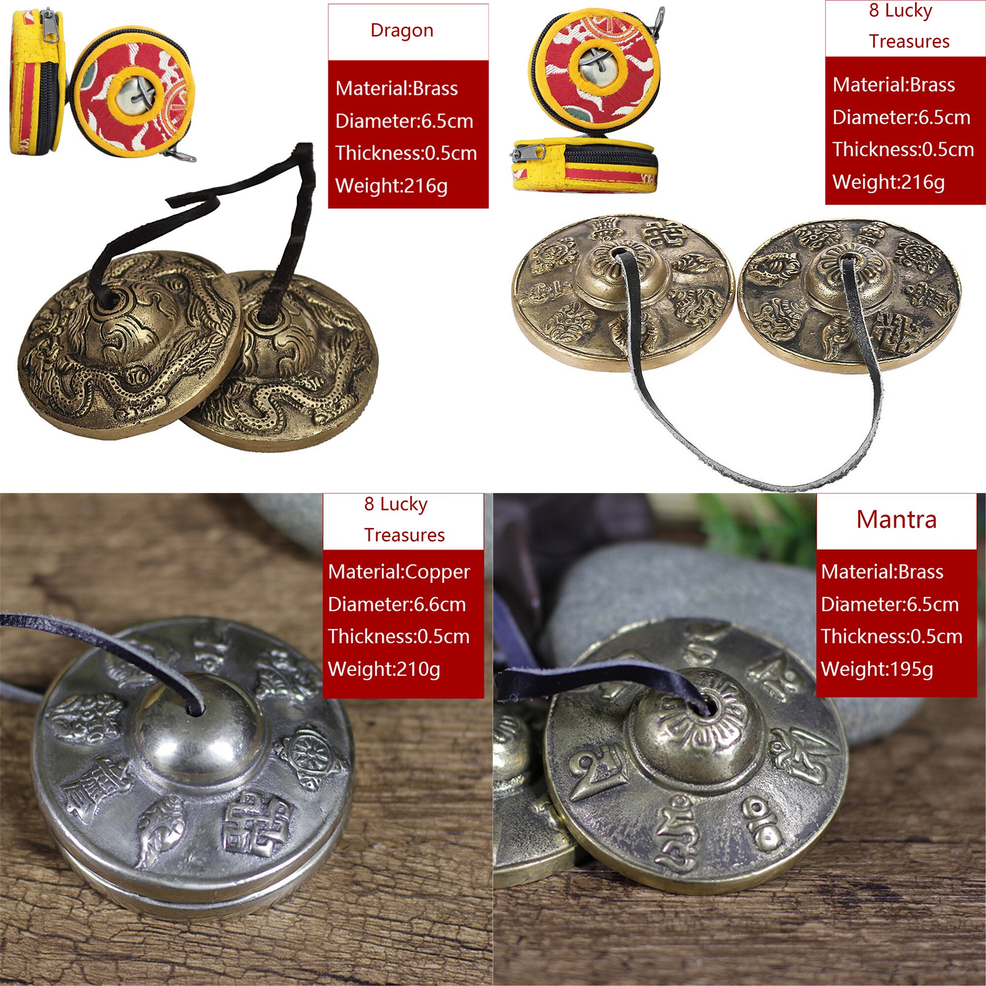 Campanilla de Tingsha tibetana hecha a mano con Om/nube de la suerte/Mantra, platillos de nepalí, el mejor para sanación de sonido de meditación