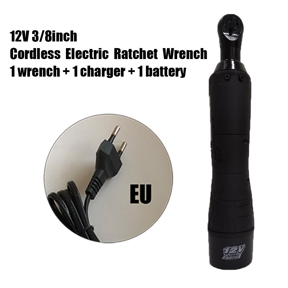 12V Electric Wrench 3/8 Inch Cordless Ratchet Right Angle Wrench With LED Light Batteries Kit Rechargeable Scaffolding