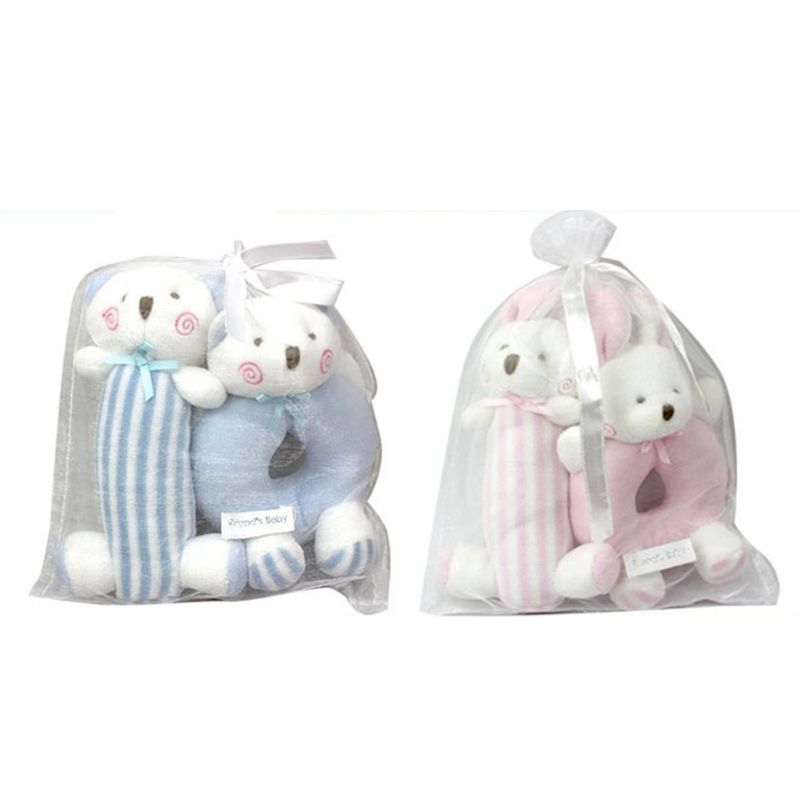 Baby Rattle Plush Soft Toys Newborn Crib Toy Blue bear newborn toys